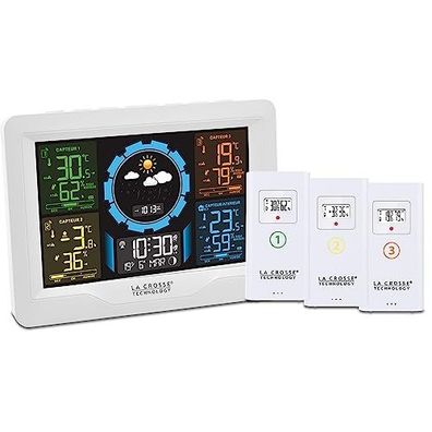 La Crosse Technology WS6304 Wetterstation buntes Display mit 3 Sensoren Weiß