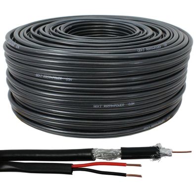 SeKi 100 m RG59 Koaxialkabel mit Stromkabel 75 Ohm fér CCTV