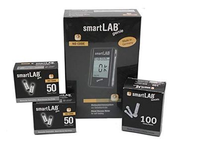 smartLAB genie Blutzuckermessgerät Bundle mit 50 Teststreifen 100 Lanzetten