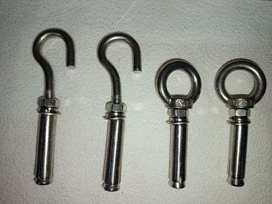 Edelstahlhaken M8 mit Expansionsbolzen offene Haken und Ringhaken