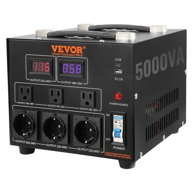 VEVOR 5000W Spannungswandler 110V 220V Transformator mit USB und Typ C