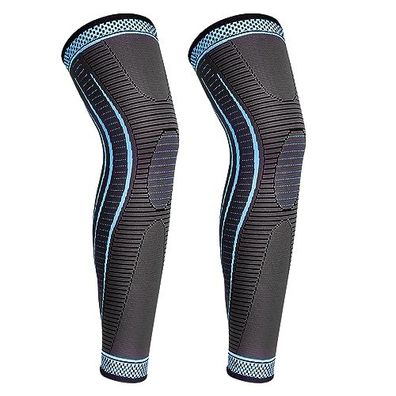 yeloumiss Kniebandage lang 2 Stéck Kniestétze Kompression rutschfest Größe L