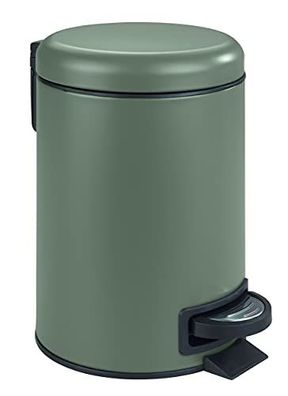WENKO Treteimer Leman 3 Liter Stahl Dunkelgrén mit Einsatz 17x25x22,5