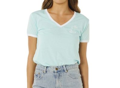 RIP CURL Women Shirt Hotel Malibu V-Neck light sea blue
