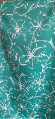 Max Mara: Baumwollsatin, grüntürkis-weiß, 150 cm breit, Meterw, Preis pro 0,5 lfdm