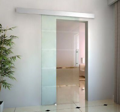 Homcom® Glasschiebetür Schiebetür Tür Zimmertür mit Griffstange 2050x775x8mm