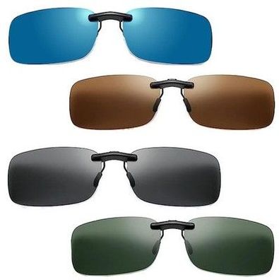4 x Sonnenbrillen Aufsatz ClipOn Brille 4 Farben Polarisiert
