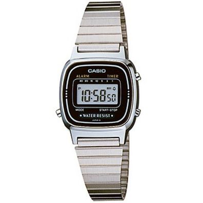 Casio Damen Digital mit Edelstahl Armbanduhr LA670W