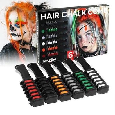 6x Haarkreide Set Farben Schwarz Weiß Rot Halloween Kostüm