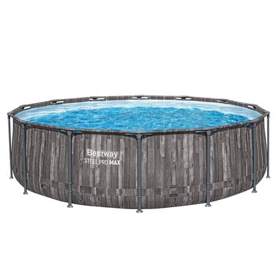 Steel Pro MAX™ Solo Pool ohne Zubehör Ø 427 x 107 cm, Holz-Optik (Mooreiche), rund