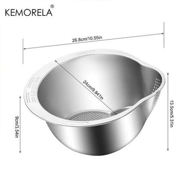 304 Stainless Steel Rice Washer Strainer Bowl - Rice Sieve Colander, Fruit & Vegetab
