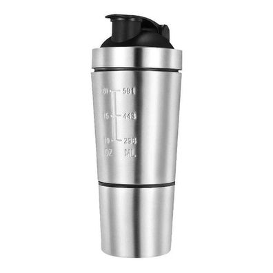 New Detachable Double Layer Stainless Steel Vacuum Protein Shaker Bottle for Sports