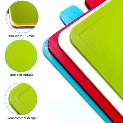 4pcs Cutting Board Set with Holder, Anti-Bacterial Plastic Chopping Block, Dishwashe