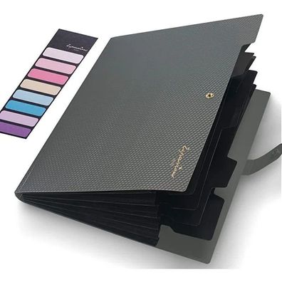 Erweiterbarer A4 Sammelmappe mit 5 Fächern, tragbarer Papier-Organizer fér Schule/Bér