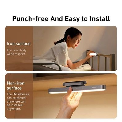 Baseus Hanging Magnetic LED Table Lamp, Stepless Dimming Rechargeable Night Light fo