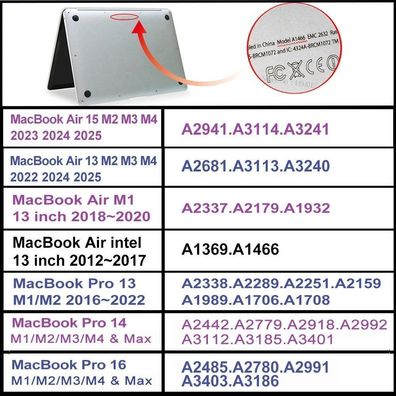 Laptop Case for MacBook Air 13"/15" & MacBook Pro 13"/14"/16" M1/M2/M3/M4, Protective