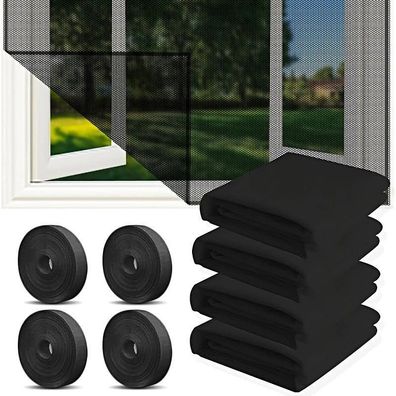 4 mosquito nets for windows, 150 x 200cm fly screens for windows, insect protection w