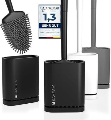 Silikon Klobérste, flexibel & schnell trocknend, Wandmontage ohne Bohren, schwarz