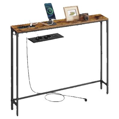 Schmale Konsolentisch 15x100x80cm mit Ladestation & Haken fér Flur, 1 Set