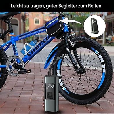 Tragbarer Mini Luftkompressor 12V 6000mAh, 140PSI, Akku, fér Auto, Fahrrad, Bälle