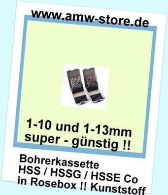 HSSE HSSCo Bohrer Satz 19-25 tlg. Spiralbohrer Metallbohrer Eisenbohrer Kassette Set