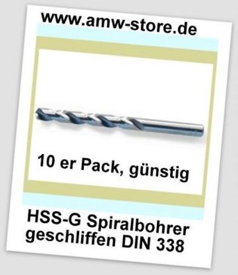 10 Stück HSS Bohrer Din 338G geschliffen 4,0 mm 10er Pack Metallbohrer Spiralbohrer