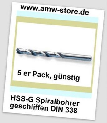 5 Stück HSS Bohrer Din 338G geschliffen 3,5 mm 5er Pack Metallbohrer Spiralbohre 