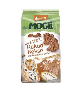 6x MOGLi Naturkost GmbH Nasch Gebäck - Kakao Kekse mit Dinkel und Butter 125g