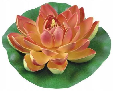 Künstliche Wasserlilie Schwimmende Blumen Seerosen Schaumstoff Groß Orange 19cm