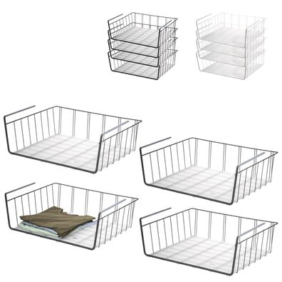 eluno Maxi-Schrankkörbe 4er Set inklusive Einlegeböden und Kratzschutz