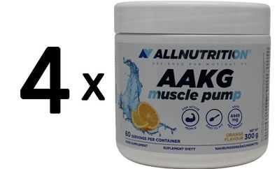 4 x Allnutrition AAKG Muscle Pump, Orange - 300g