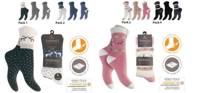 3 Paar Thermosocken Damen Mädchen Winter Socken Warm Kuschelsocken Rentier Gr. 35-42