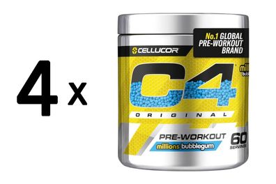 4 x Cellucor C4 Original Pre-Workout, Millions Bubblegum - 396g
