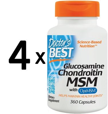 4 x Doctors Best Glucosamine, Chondroitin with MSM - 360 caps