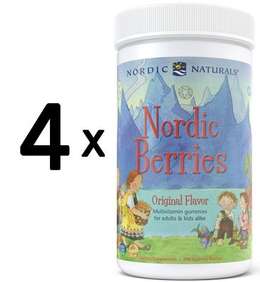 4 x Nordic Naturals Nordic Berries Multivitamin, Original Flavor - 200 gummy berries