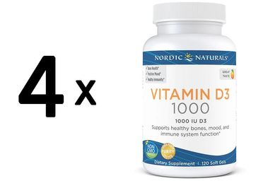 4 x Nordic Naturals Nordic Vitamin D3, 1000 IU - 120 softgels