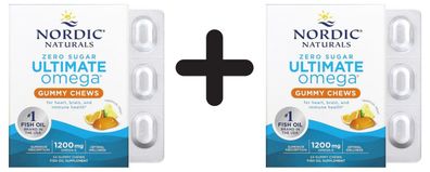 2 x Nordic Naturals Ultimate Omega Gummy Chews, Tropical Fruit - 54 gummies