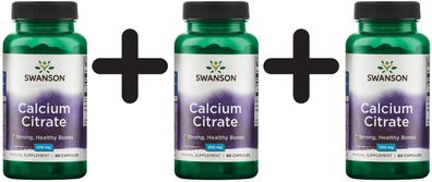 3 x Swanson Calcium Citrate, 200mg - 60 caps