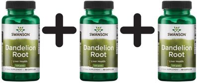 3 x Swanson Dandelion Root, 515mg - 60 caps