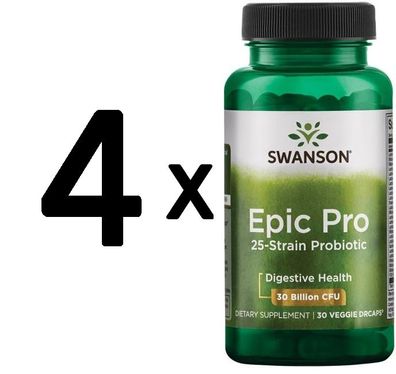 4 x Swanson Epic Pro 25-Strain Probiotic - 30 vcaps