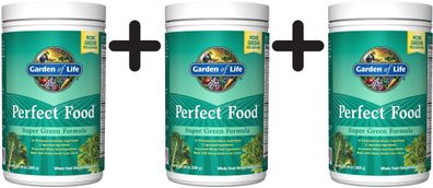 3 x Garden of Life Perfect Food Super Green Formula, Powder - 300g