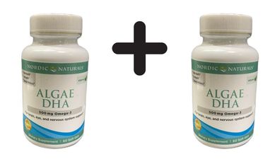 2 x Nordic Naturals Algae DHA, 500mg - 60 softgels