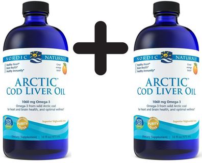 2 x Nordic Naturals Arctic Cod Liver Oil, 1060mg Orange - 473 ml