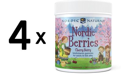 4 x Nordic Naturals Nordic Berries Multivitamin, Cherry Berry - 120 gummy berries