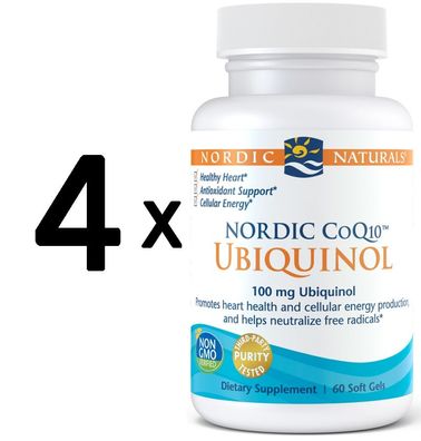 4 x Nordic Naturals Nordic CoQ10 Ubiquinol, 100mg - 60 softgels