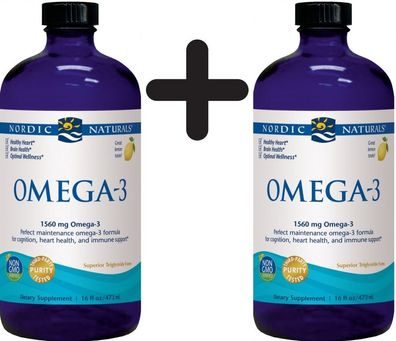 2 x Nordic Naturals Omega-3, 1560mg Lemon - 473 ml