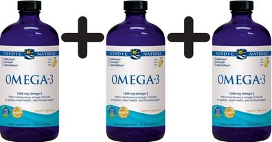 3 x Nordic Naturals Omega-3, 1560mg Lemon - 473 ml