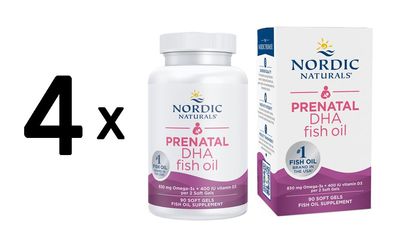 4 x Nordic Naturals Prenatal DHA Fish Oil - 90 softgels