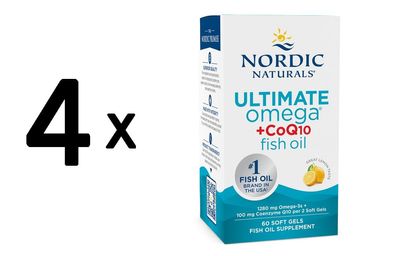 4 x Nordic Naturals Ultimate Omega + CoQ10 Fish Oil - 60 softgels