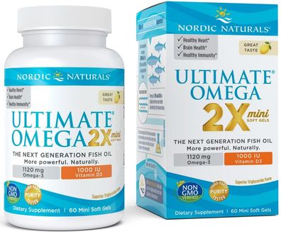 Ultimate Omega 2X Mini with Vitamin D3, 1120mg Lemon - 60 softgels